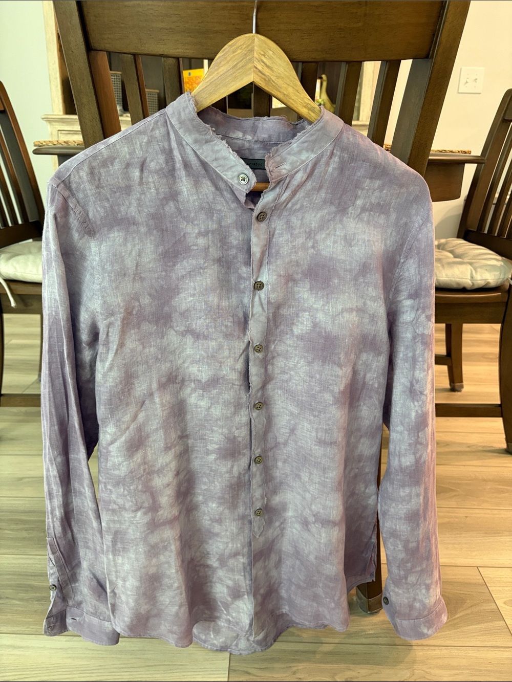John Varvatos Men's Lavender Tie-Dye Linen Blend Shirt
